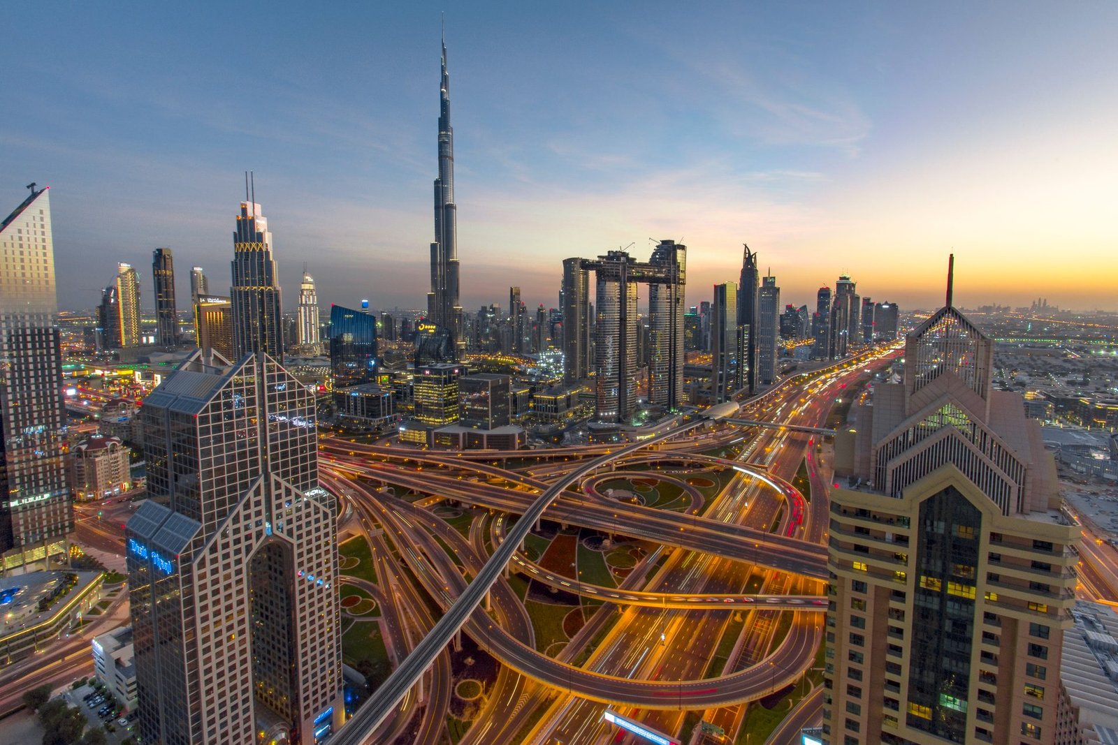 Dubai skyline at dusk
